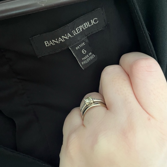 Banana Republic Black Wool Blend Cap Sleeve Sheath Dress Gold Exposed Zipper - Picture 5 of 5